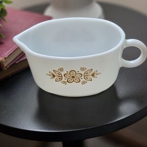 Pyrex White Gravy Boat With Floral Design